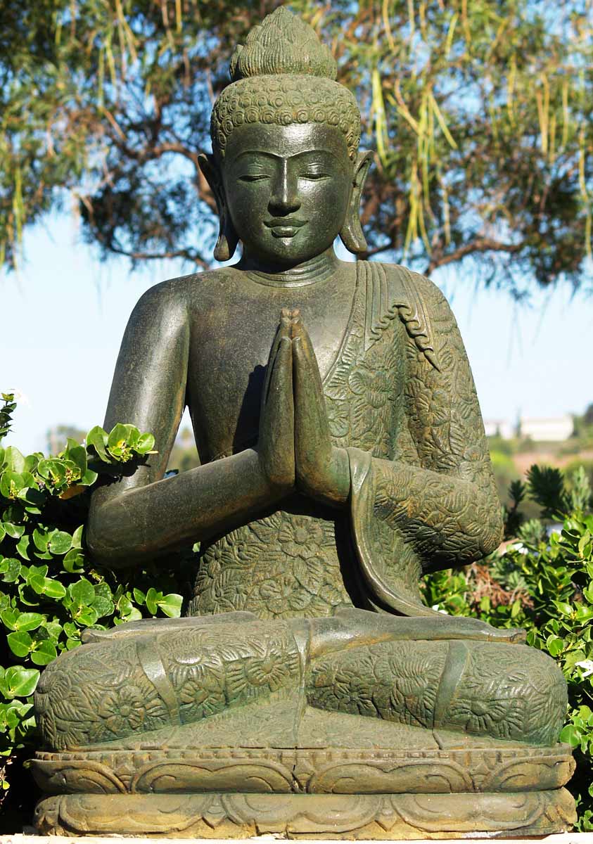 Green Stone Praying Buddha Statue 40"